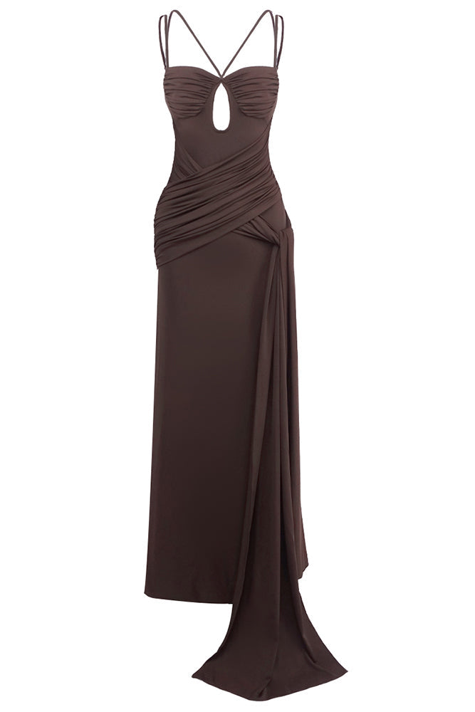 Maxikleid mit Trägern und Drapierung für Damen