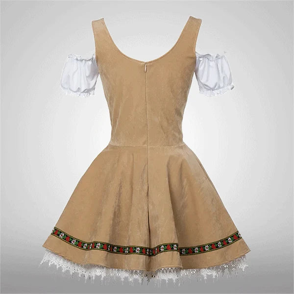Damen Samtspitzen besticktes Oktoberfest Dirndl Kleid Rot