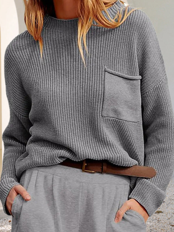 Gemütlicher, entspannter Strickpullover mit Taschen