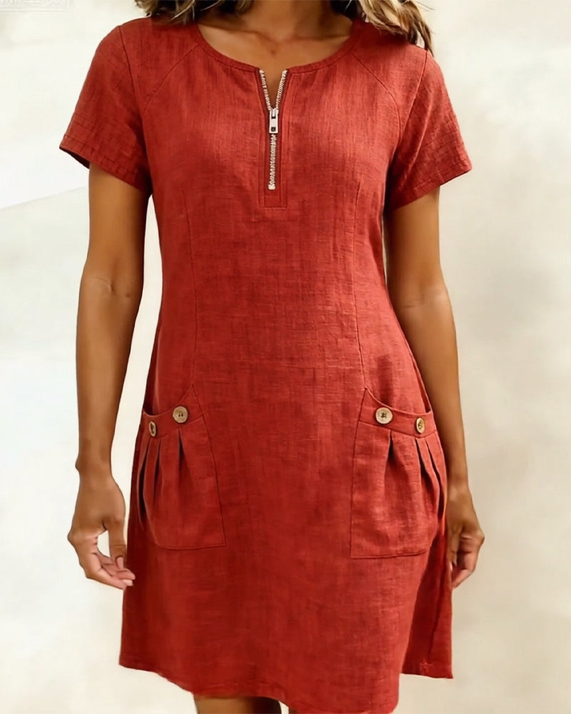 Leichtes Leinenkleid in A-Linien-Form für Damen