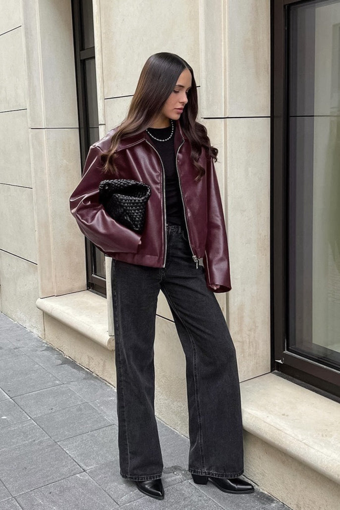 Damen Bikerjacke mit taillierter, kurzer Passform