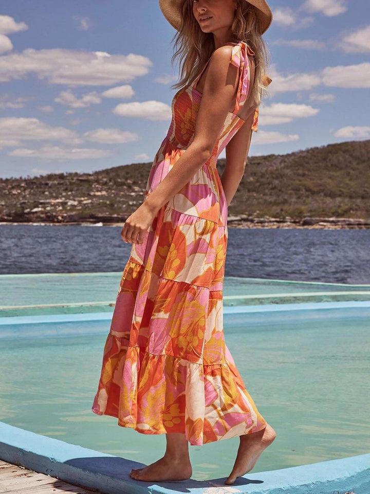 Marta® | Ärmelloses Plissiertes Cami-Kleid mit Brustdruck und Stretch-Passform