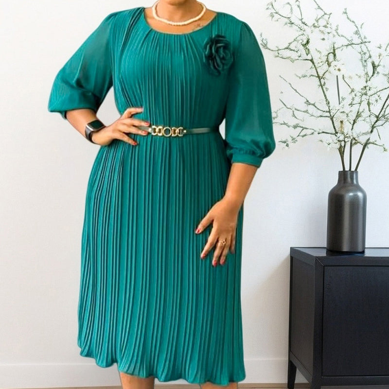 Plissiertes Midikleid mit Gürtel für Damen