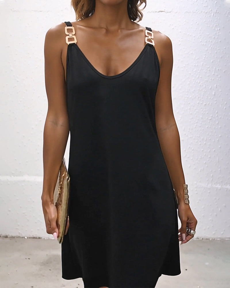 Damen Trägerkleid knielang mit schlichtem, einfarbigem Design
