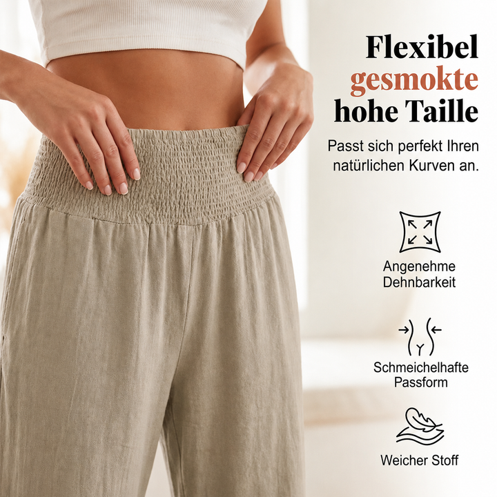 Boho-Hose mit weitem Bein und Volantsaum