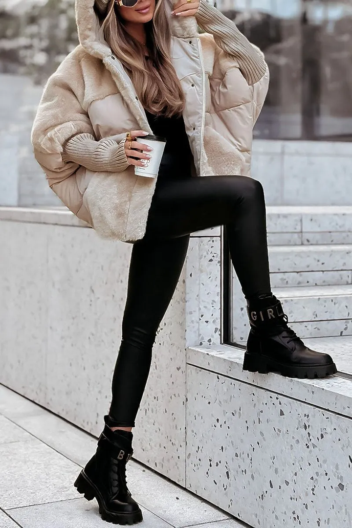 Lässige gefütterte Kapuzenjacke für Damen