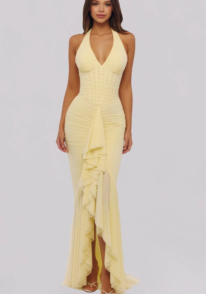 Maxikleid mit gerafftem Neckholder für Damen