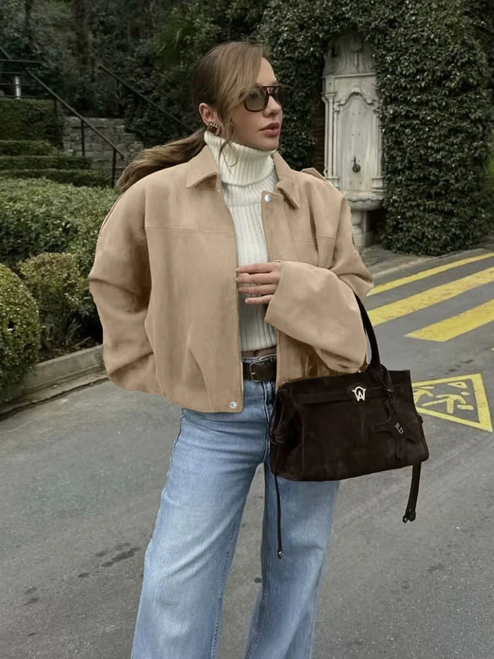 Damenjacke aus Polyester mit Cargo-Taschen und lockerem Schnitt