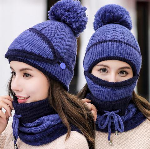 Gemütliches Strick-Wintermütze- und Schal-Set für Damen