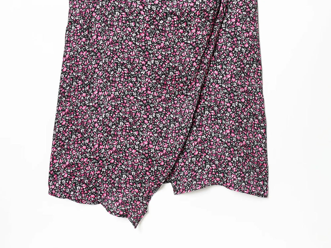Damen V-Ausschnitt Chiffon Blumiges Boho Unterkleid