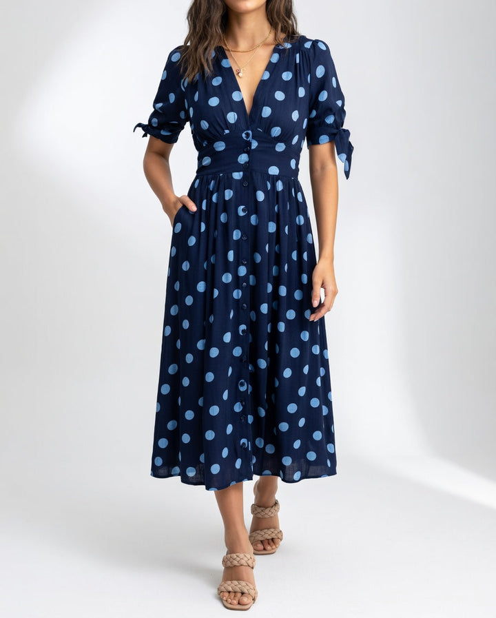 Elegantes Midikleid mit Punkte-Muster