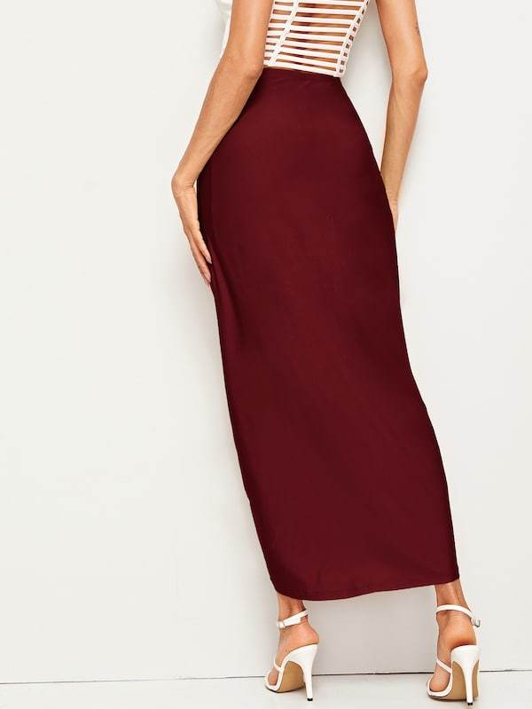 Drapierter Midirock mit hoher Taille Damenmode Unterteile