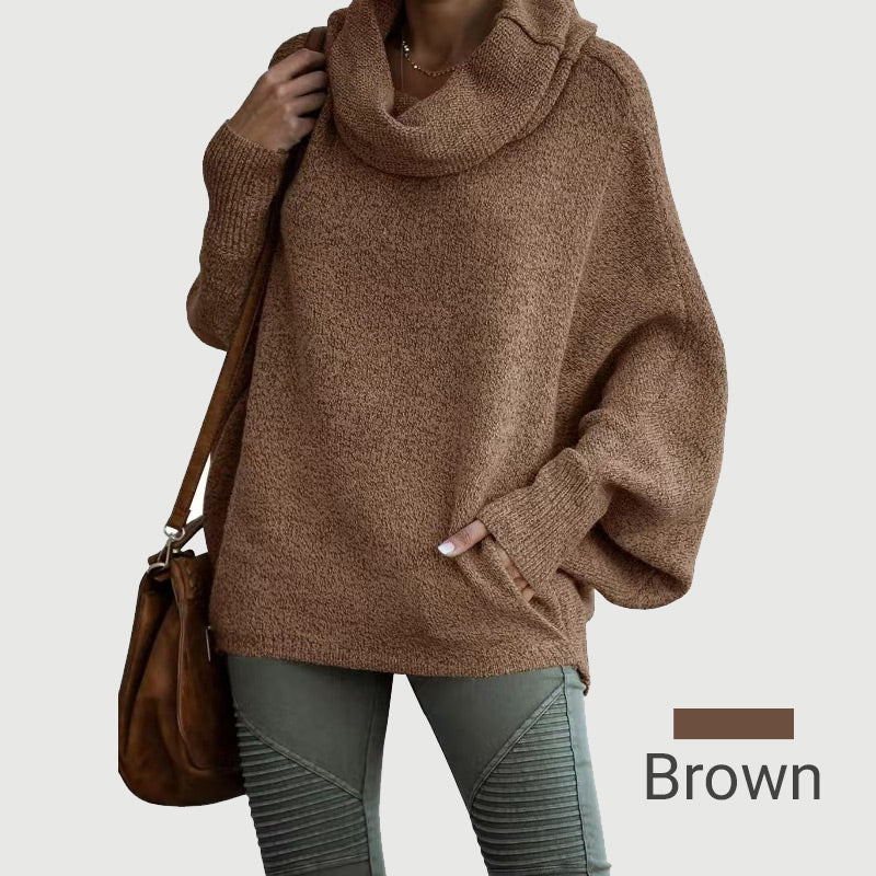 Gemütlicher Batwing-Pullover mit Wasserfallausschnitt und Taschen
