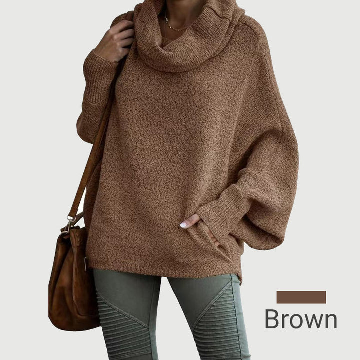 Gemütlicher Batwing-Pullover mit Wasserfallausschnitt und Taschen