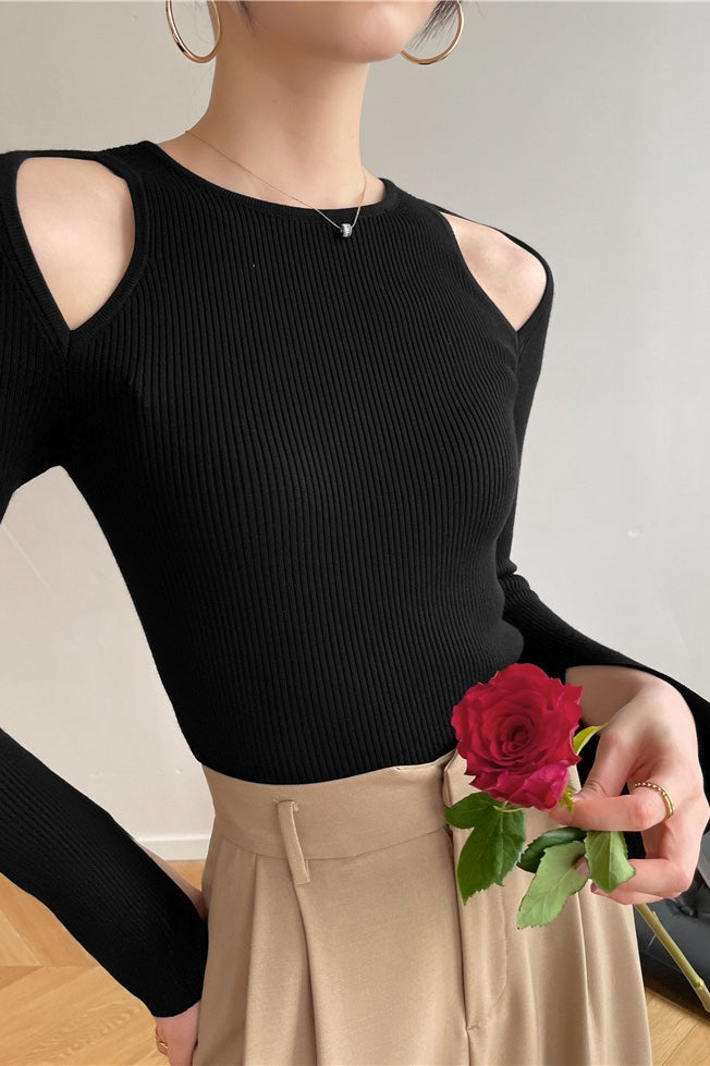 Damen Stricktop mit schmaler Passform und elegantem Ärmel-Detail