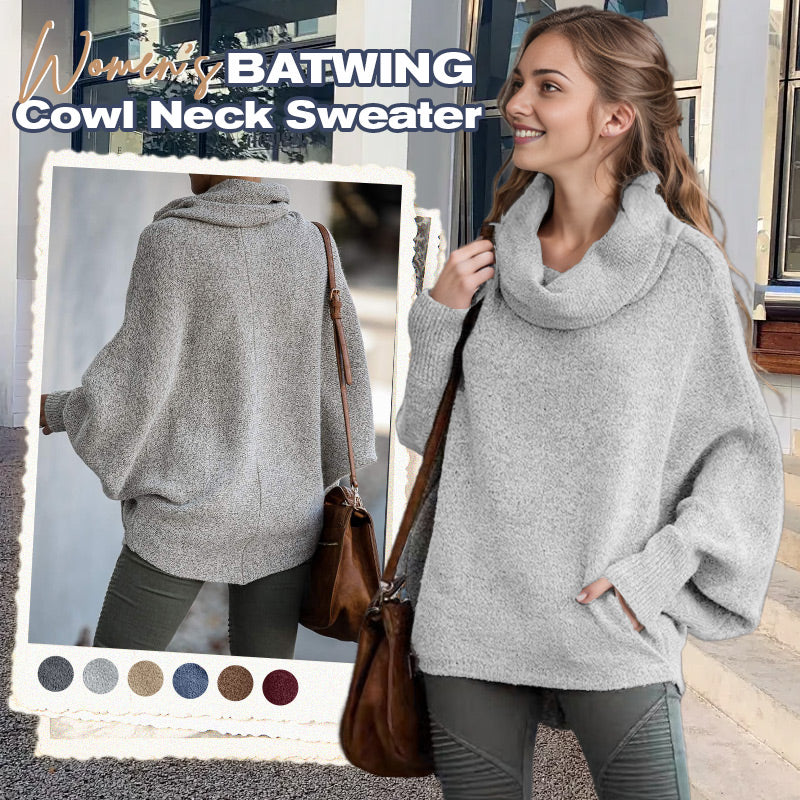 Gemütlicher Batwing-Pullover mit Wasserfallausschnitt und Taschen