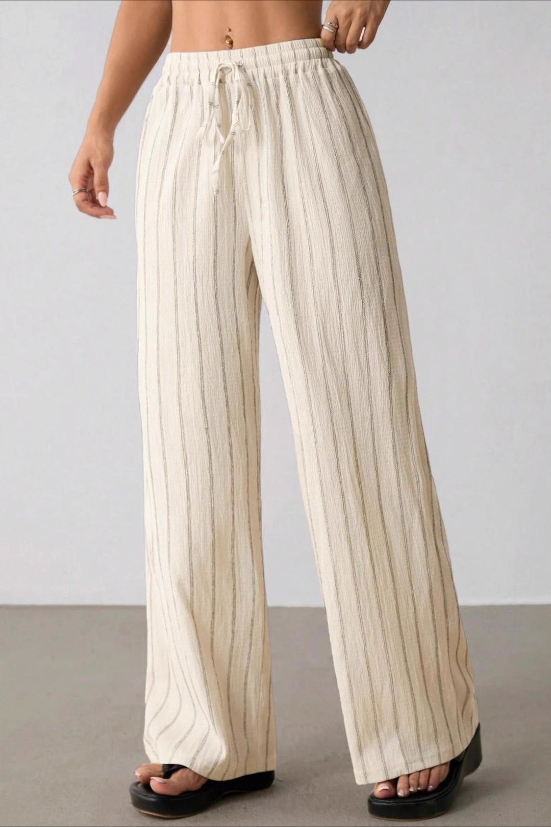 Damen Weite Hose Mit Streifen Und Colorblock