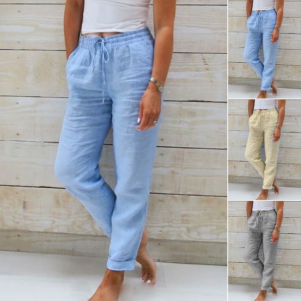 Stretch-Leinenmischhose für Damen