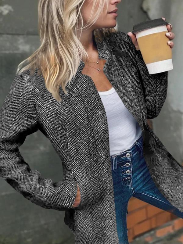 Schicker, offener Mantel mit langen Ärmeln und Taschen