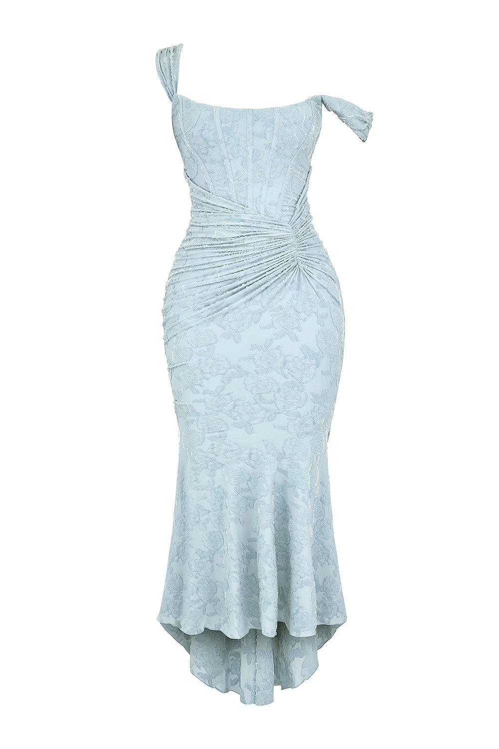 Blaues Glockenblumen-Maxikleid