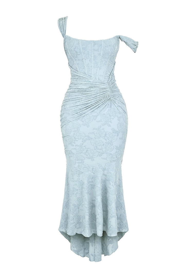 Blaues Glockenblumen-Maxikleid