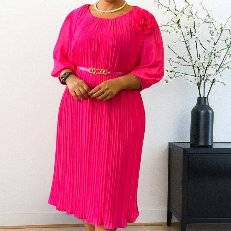 Plissiertes Midikleid mit Gürtel für Damen