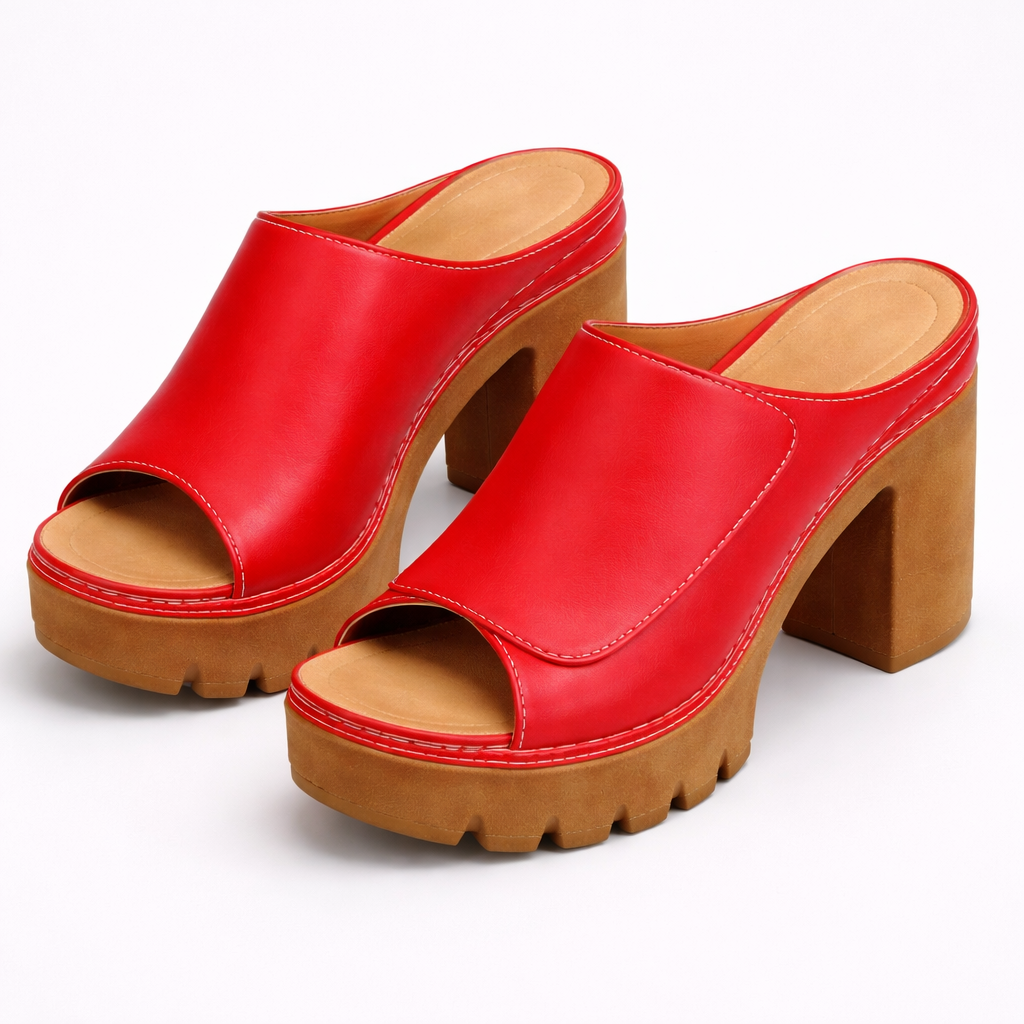 Damen Plateau Sandaletten Mit Blockabsatz Elegant