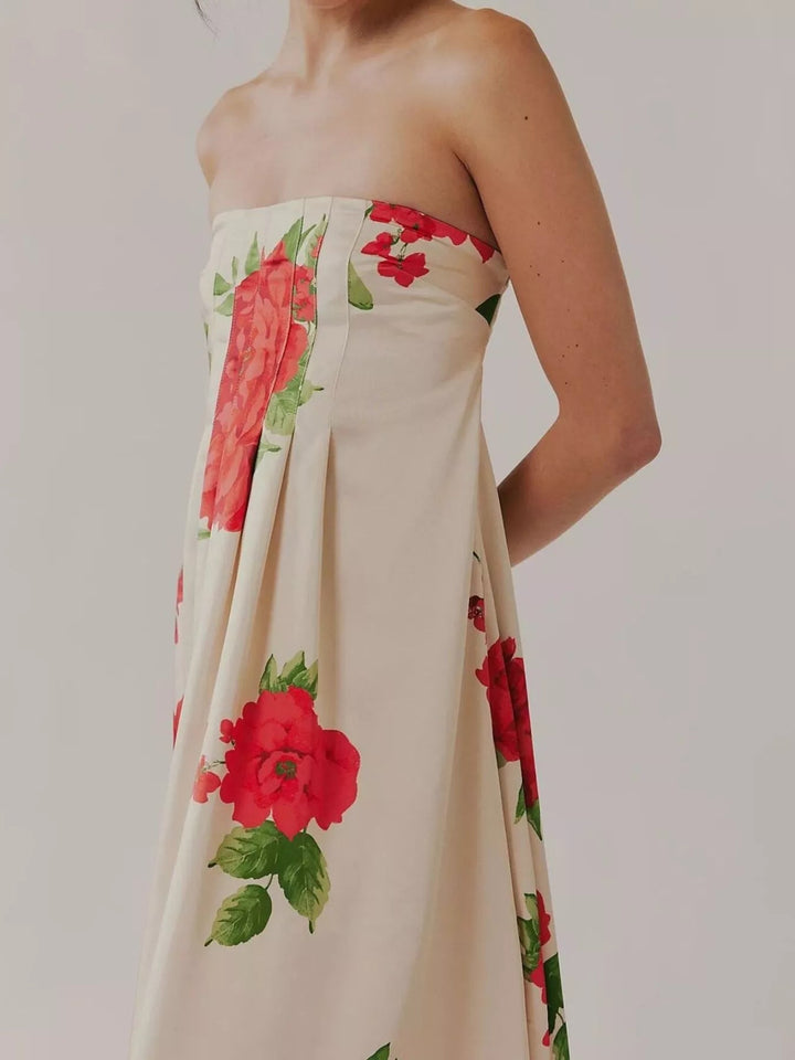 Maxikleid ärmellos mit Blumenmuster aus Polyester