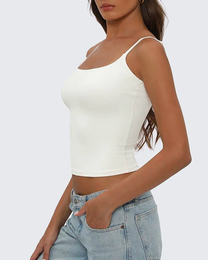 Damen Spaghettiträger Top in Uni, Rückansicht