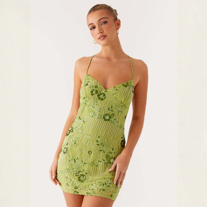Polyesterkurzkleid mit Paillettenverzierung