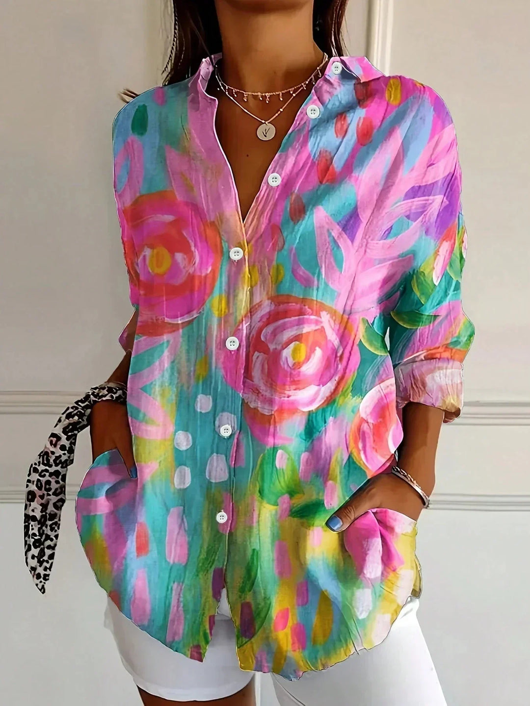 Elegantes Langarmshirt mit bedrucktem Muster für Damen