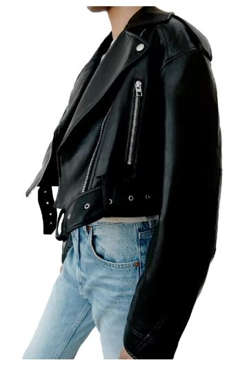 Klassische schwarze Leder-Motorradjacke