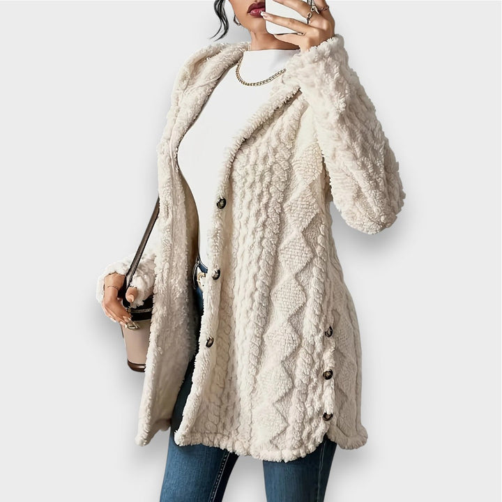 Gemütlicher Plüsch-Kapuzencardigan-Pullover