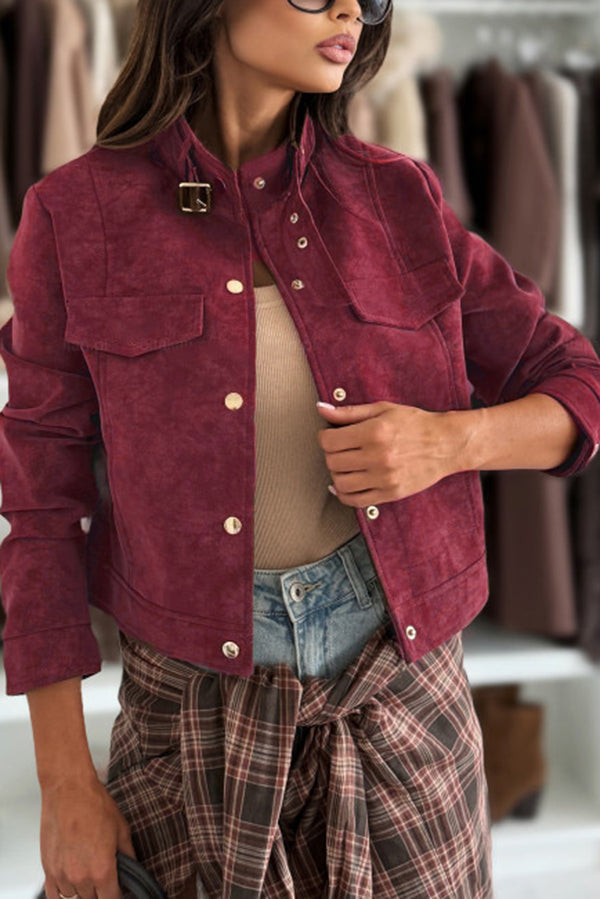 Schicke langärmelige Freizeitjacke mit Knöpfen
