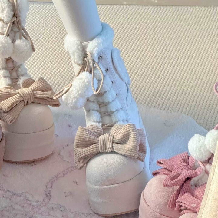 Gemütliche Winter-Schneestiefel in Rosa und Creme