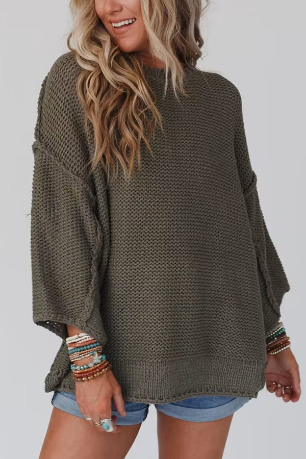 Gemütlicher Grobstrickpullover mit Rundhalsausschnitt