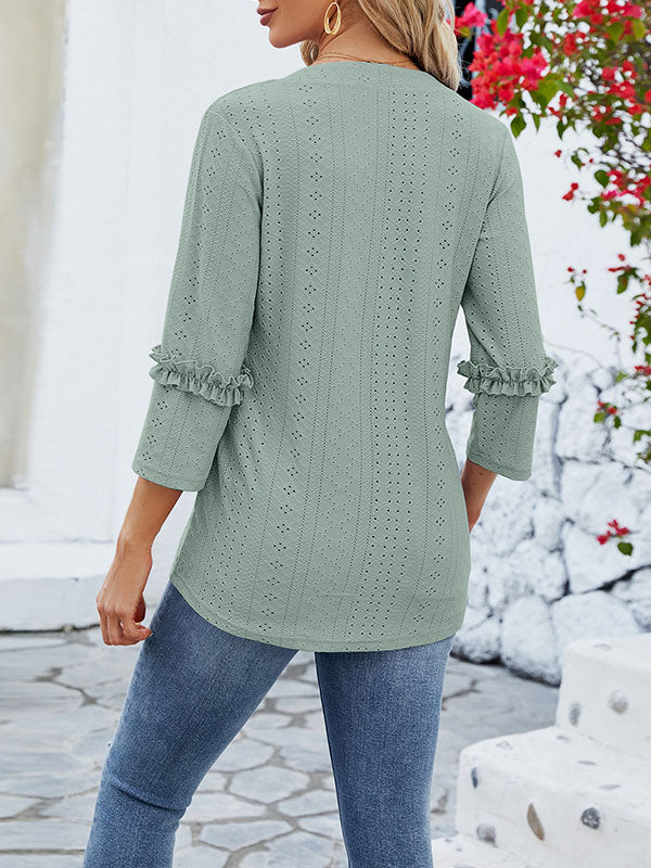 Rückseite des Damen T-Shirts mit fließendem, bequemem Schnitt