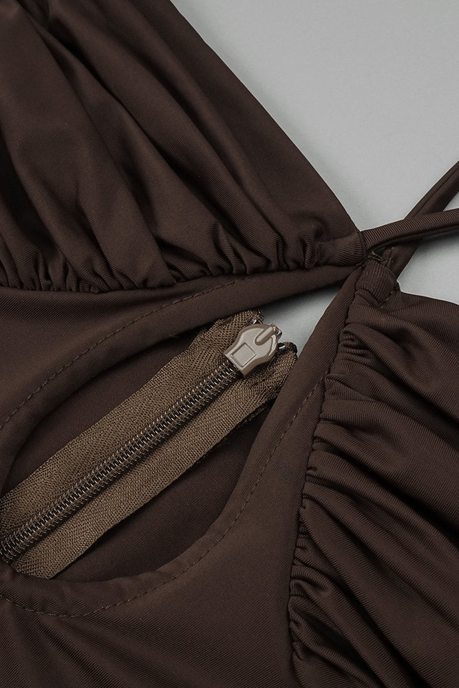 Maxikleid mit Trägern und Drapierung für Damen