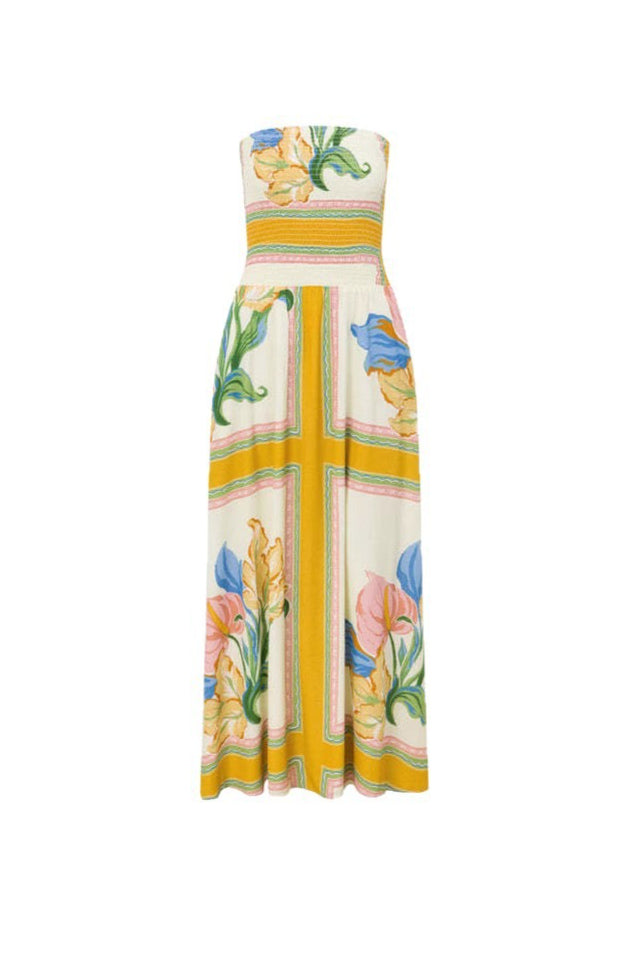 Maxikleid mit Bandeau-Ausschnitt in einer seitlichen Ansicht