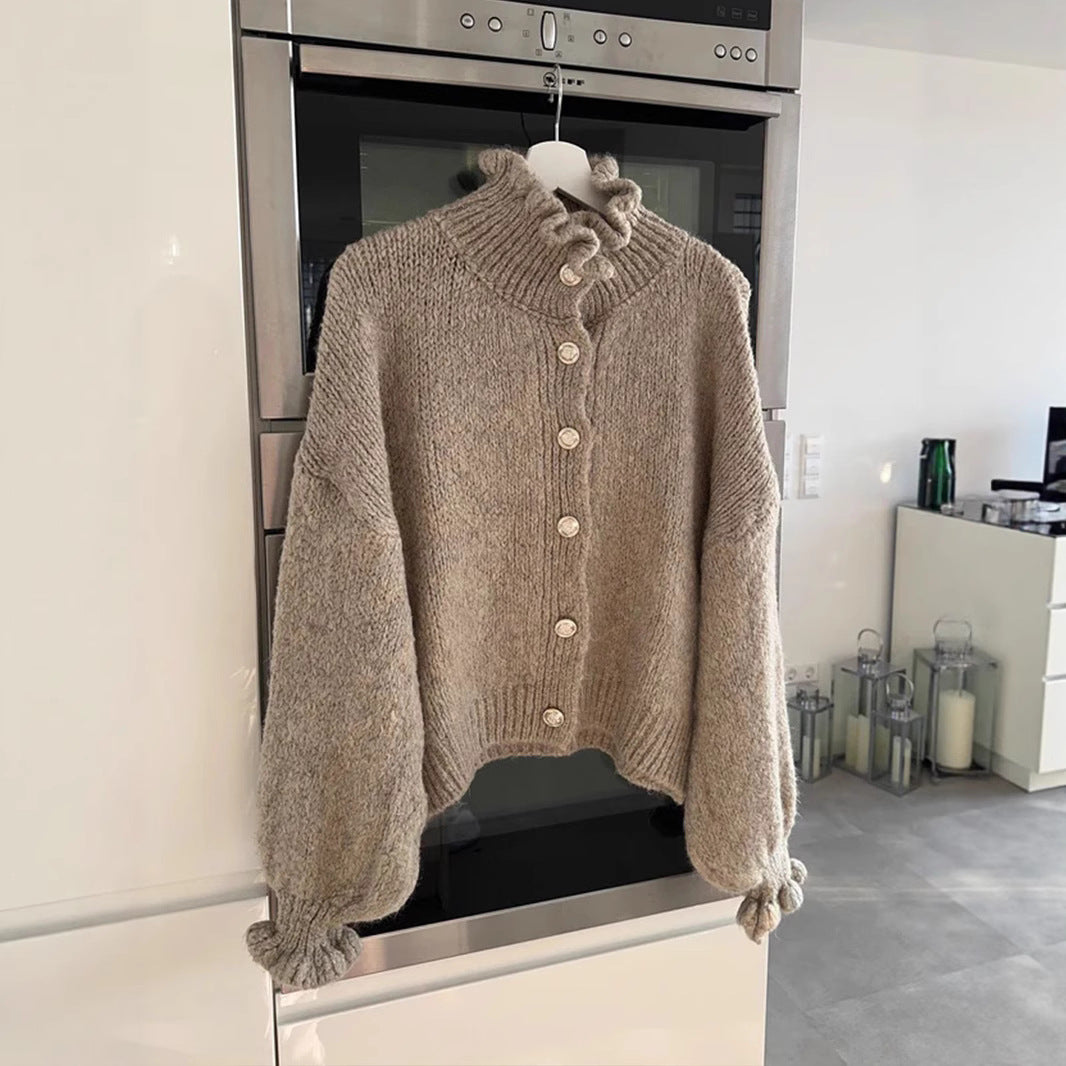 Schicker Damen-Strickjacke mit Knöpfen und stylischem Kragen