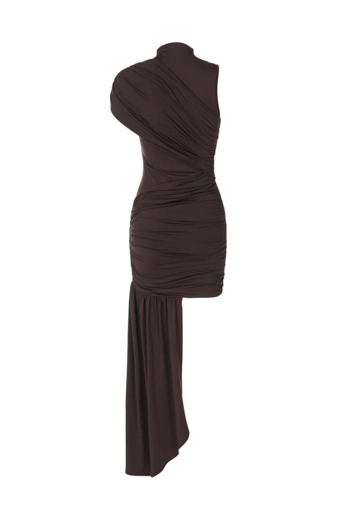 Asymmetrisches, drapiertes, einseitiges kurzes Kleid