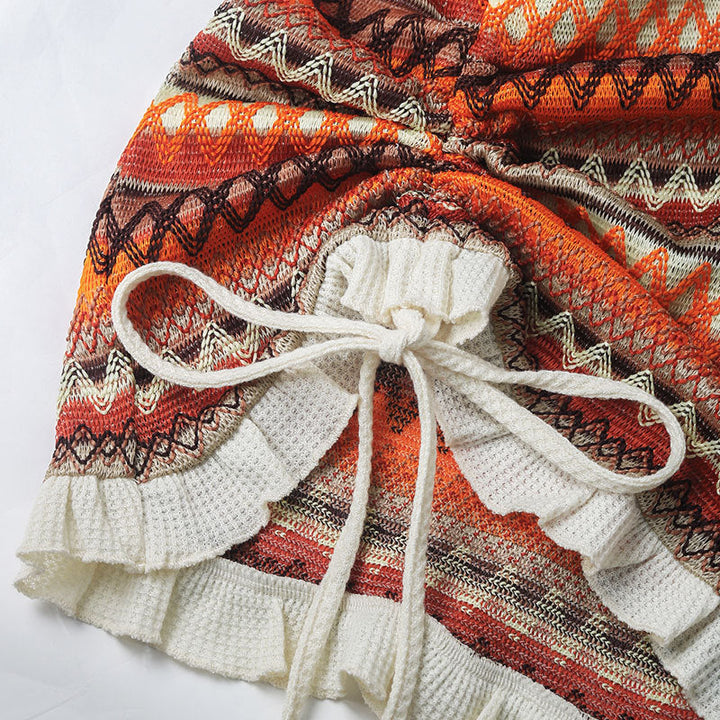 Boho gerafftes ärmelloses Minikleid mit Kordelzugdetail