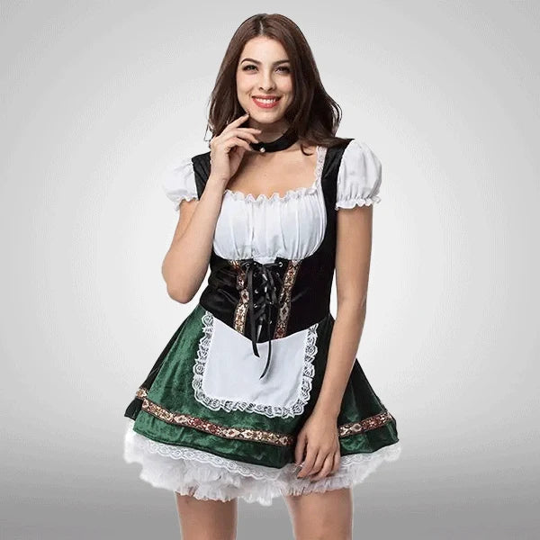Damen Samt Bestickte Latzhose Grün