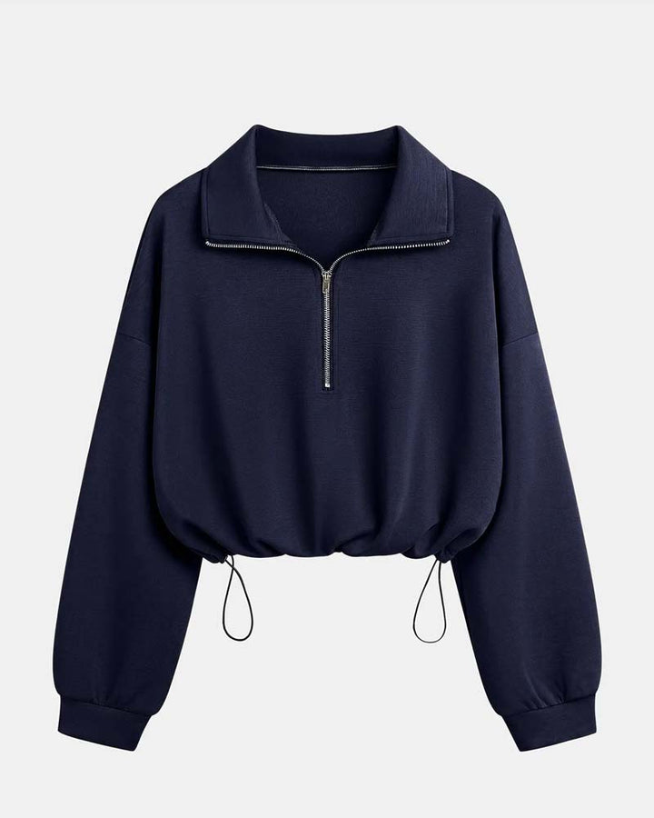 Damen Sweatshirt Mit Reißverschluss Aus Baumwollmix