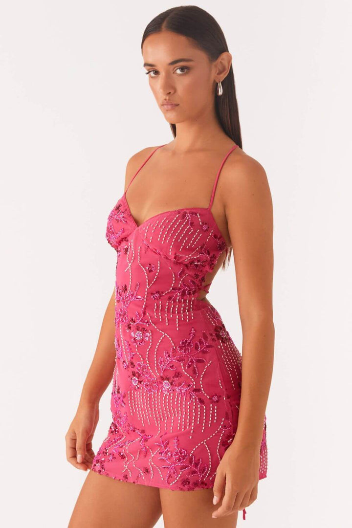 Polyesterkurzkleid mit Paillettenverzierung