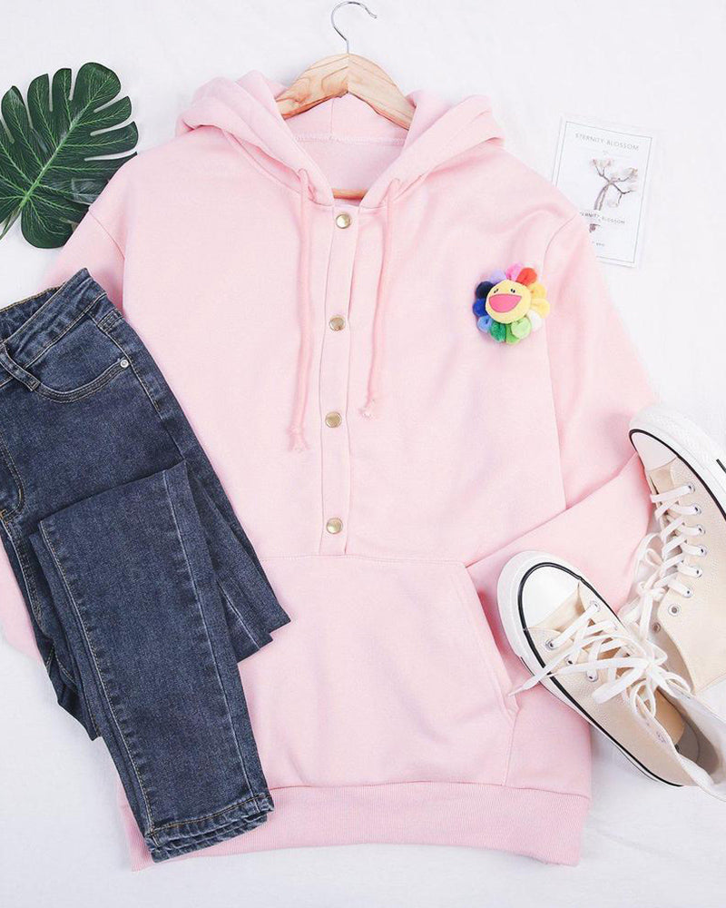 Gemütlicher pinker Hoodie mit Kängurutaschen für Damen