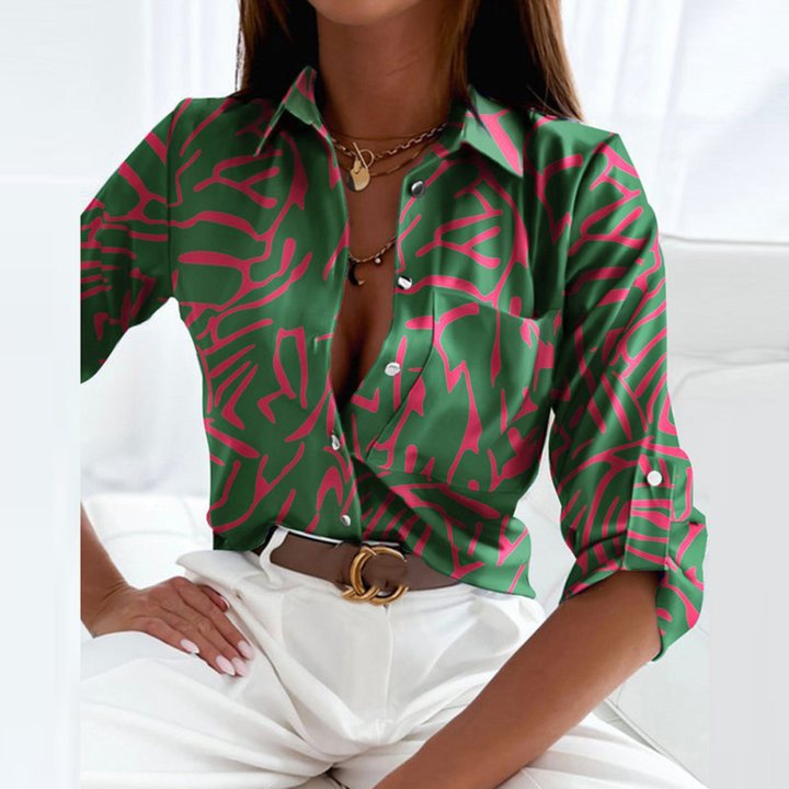 Damenbluse Mit Geometrischem Print Und Knopfleiste