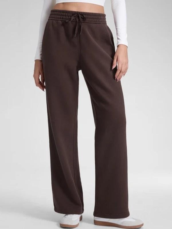 Damen Weite High Waist Hose Fließender Schnitt