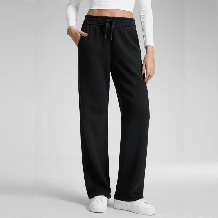 Damen Weite High Waist Hose Fließender Schnitt