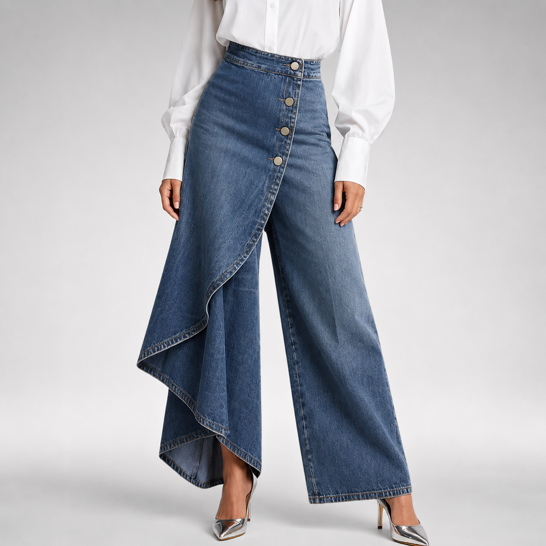 Damen weite Hose mit hohem Bund als eleganter Freizeit- und Bürolook